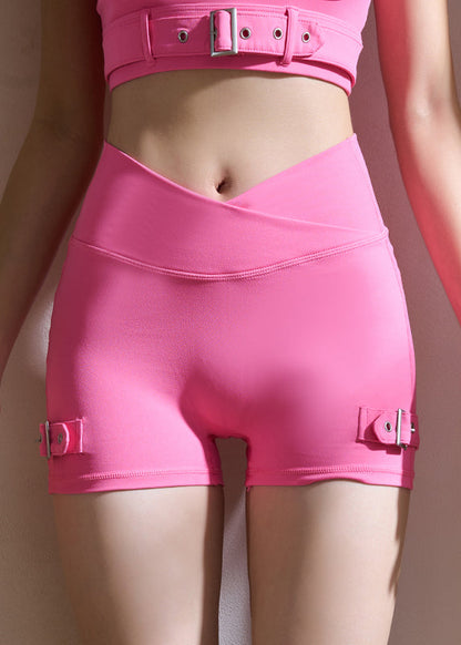 Rose High Waist Patchwork Workout Gym Shorts Legging
