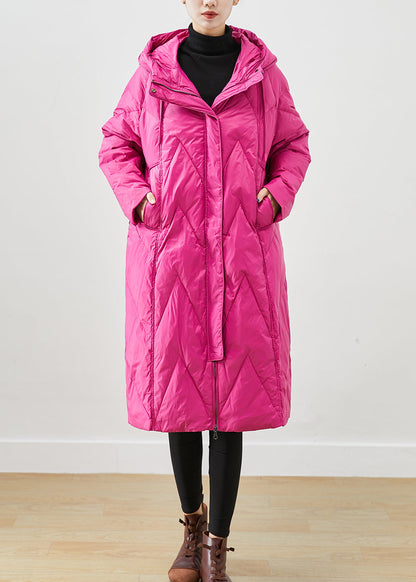 Rose Hooded Pockets Fine Cotton Filled Puffer Jacket Winter