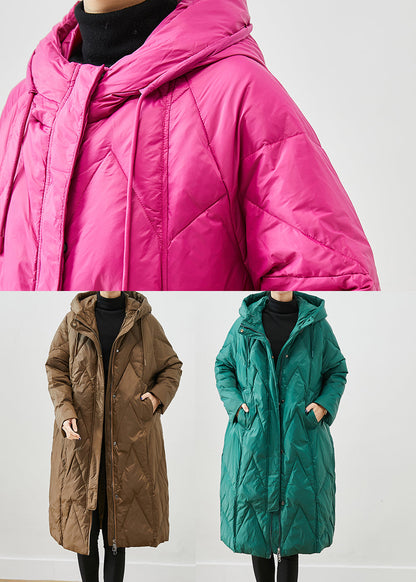 Rose Hooded Pockets Fine Cotton Filled Puffer Jacket Winter