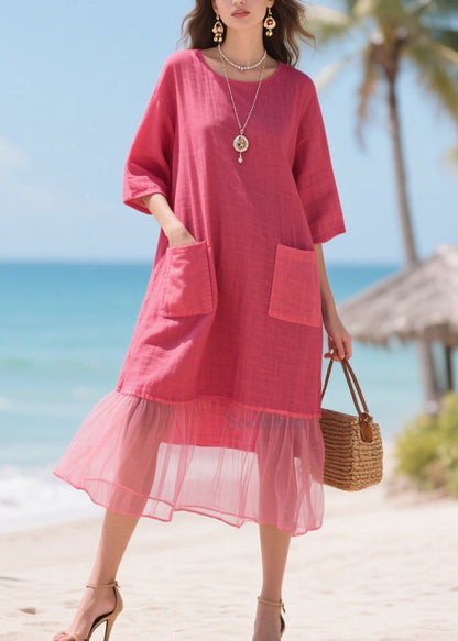 Rose Oversized Patchwork Tulle Maxi Dresses Summer