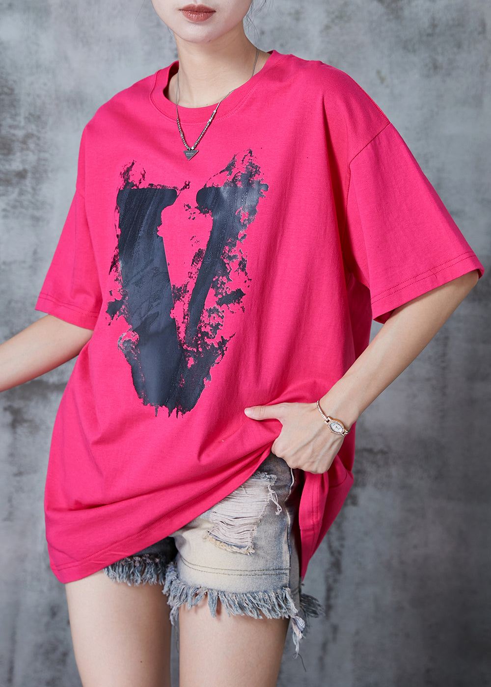 Rose Oversized Print Cotton Tank Tops Summer