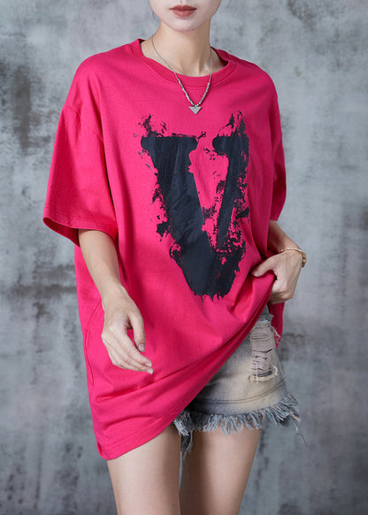Rose Oversized Print Cotton Tank Tops Summer