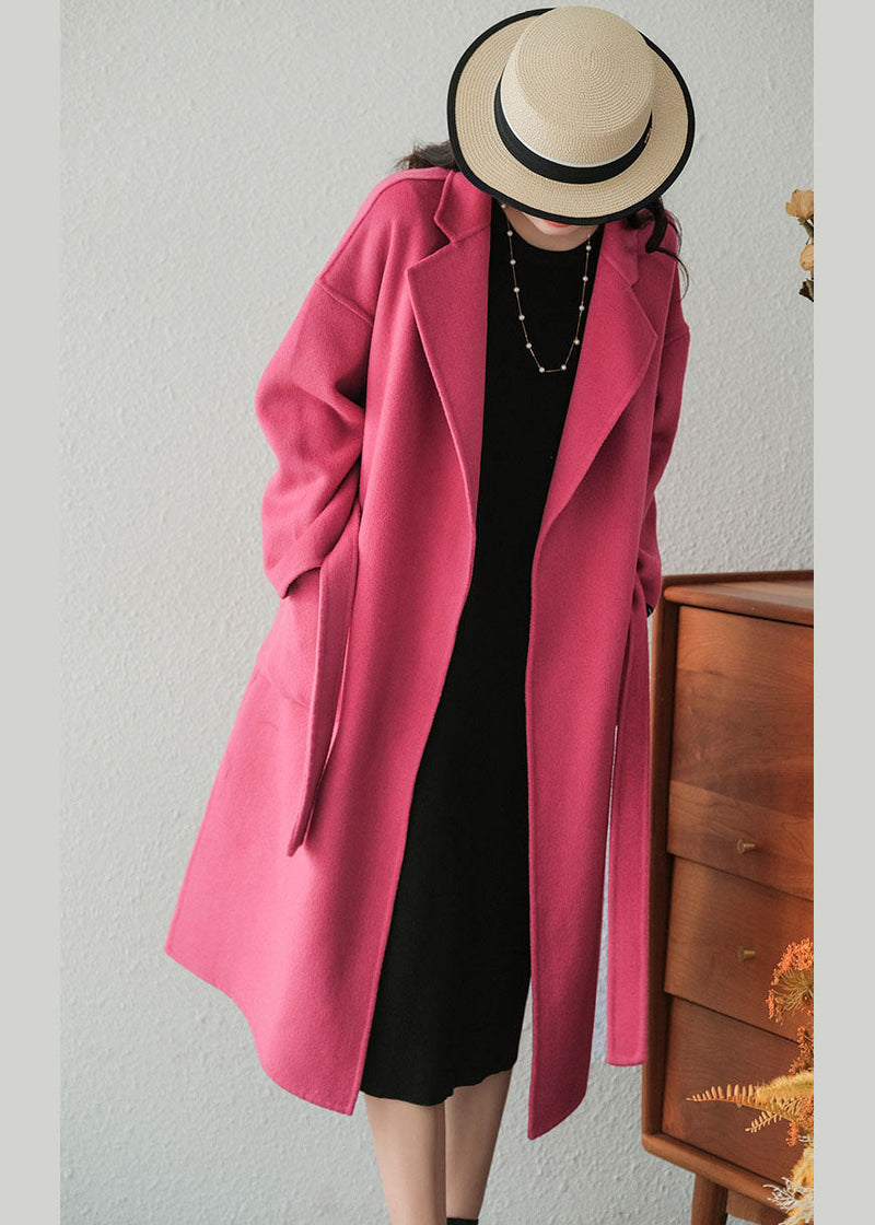 Rose Peter Pan Collar Sashes Woolen Coats Winter