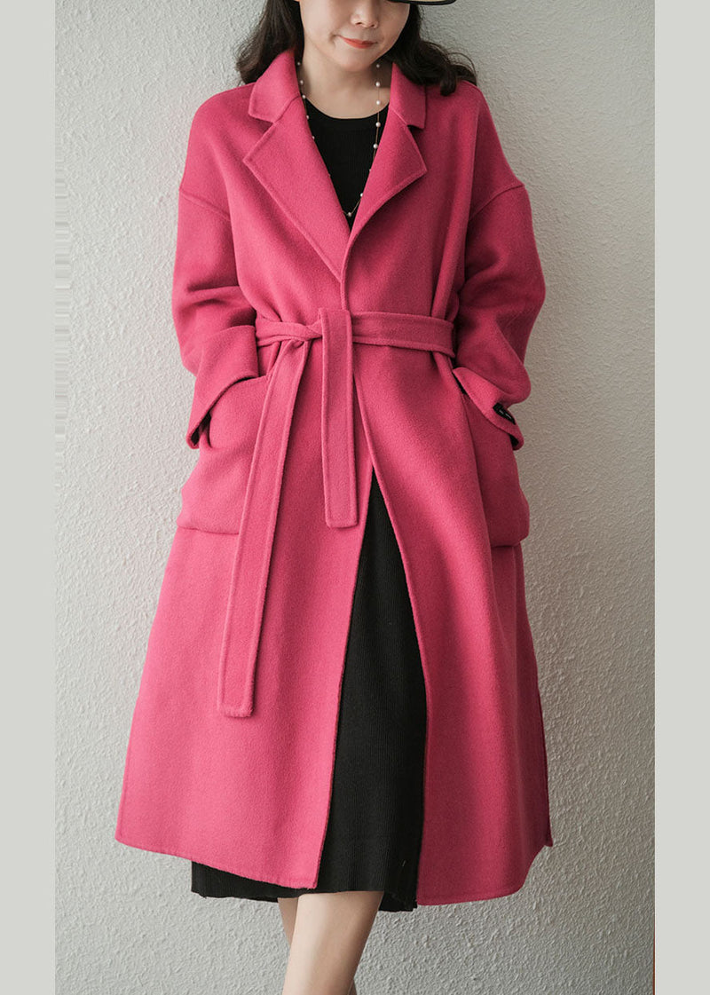Rose Peter Pan Collar Sashes Woolen Coats Winter