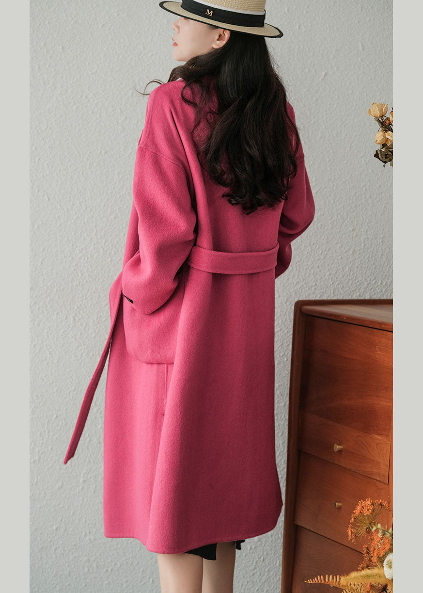 Rose Peter Pan Collar Sashes Woolen Coats Winter