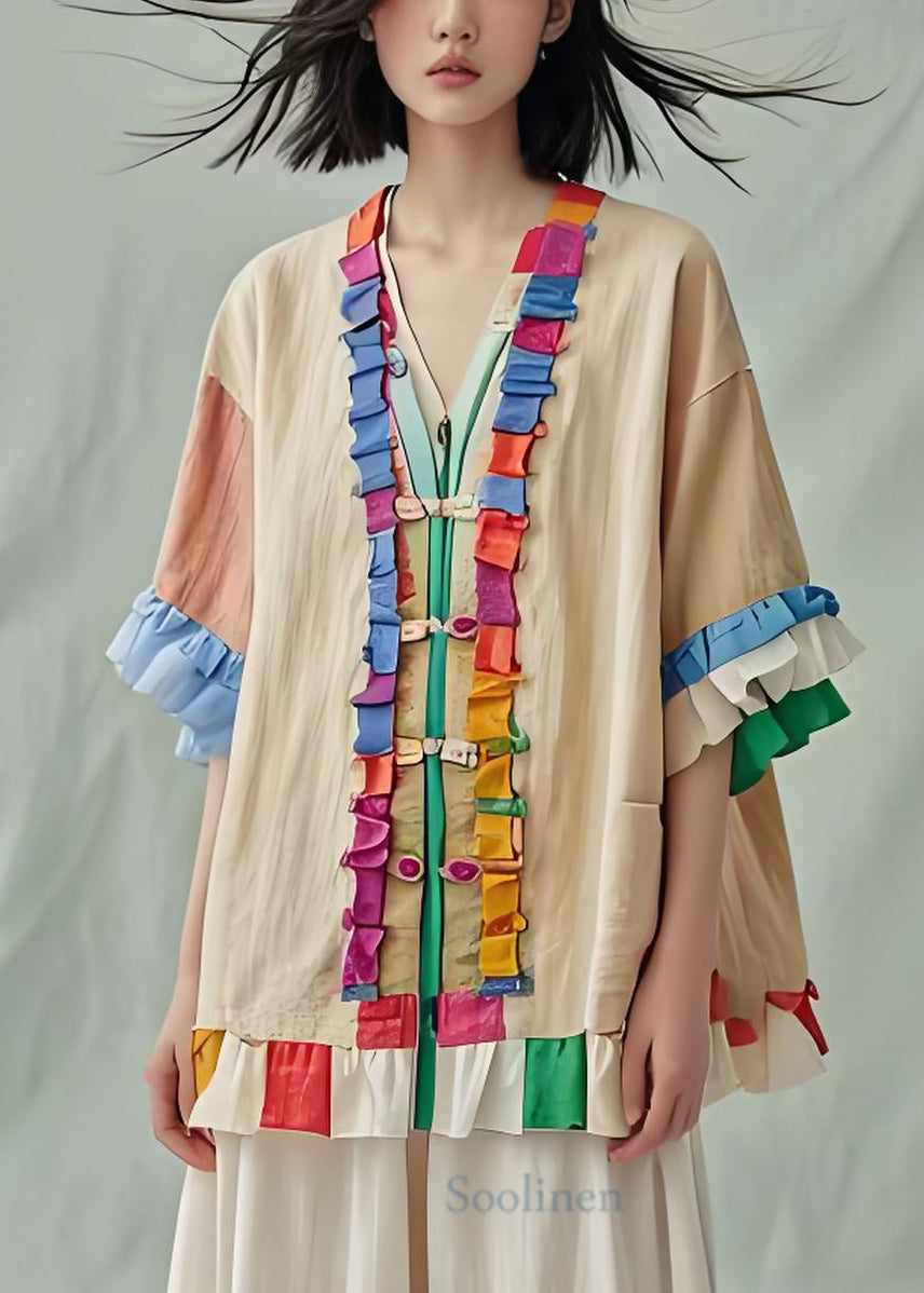 Ruffled Patchwork Cotton Loose Coat Summer
