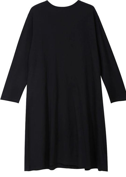 Sequined Cotton Patchwork Clothes Wardrobes Black Loose Dresses