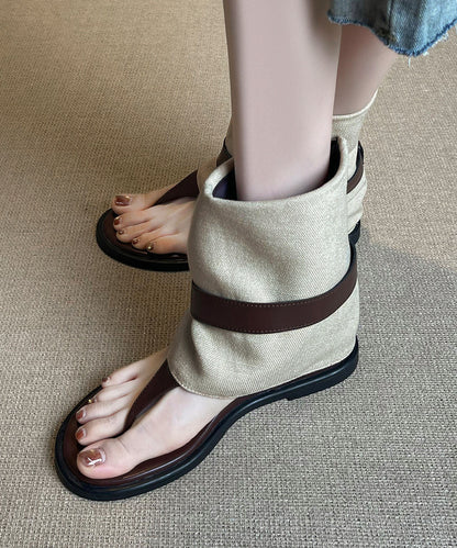 Wedge Flip Flops Boots Brown Sheepskin