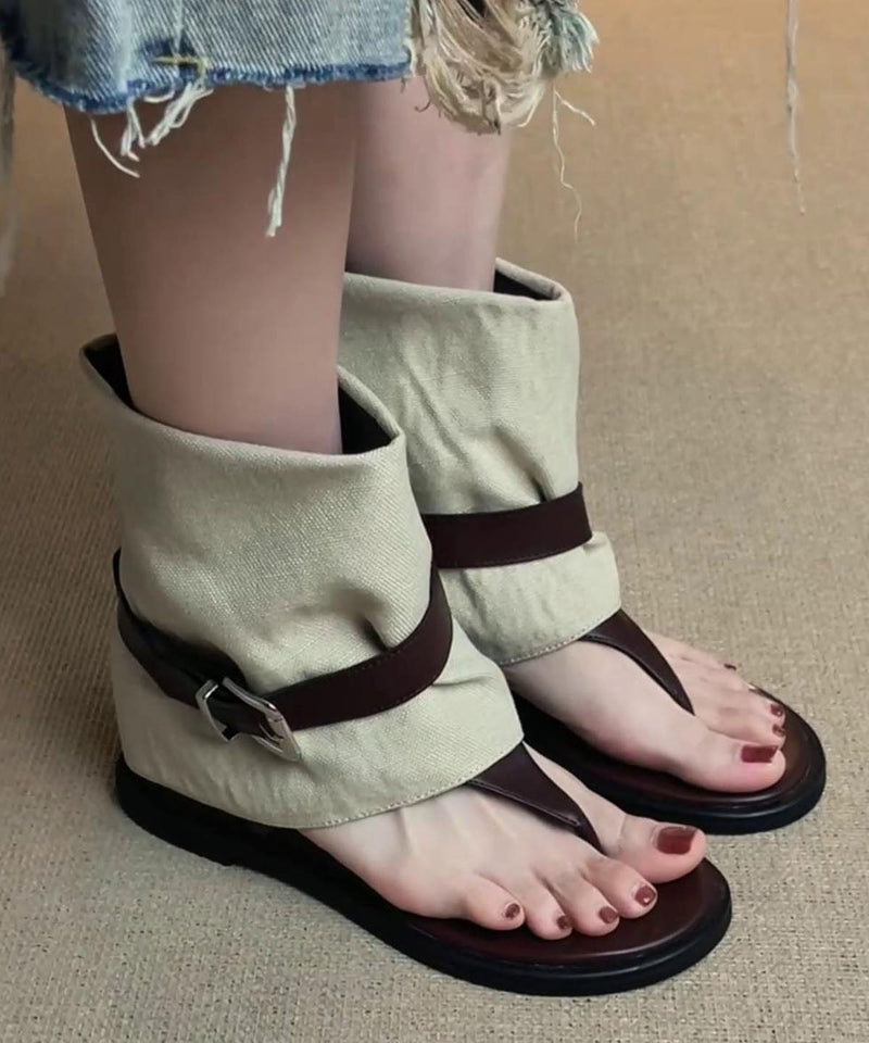 Wedge Flip Flops Boots Brown Sheepskin
