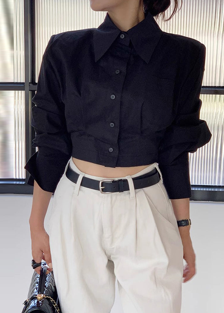 White Back Lace Up Cotton Shorts Blouses Spring