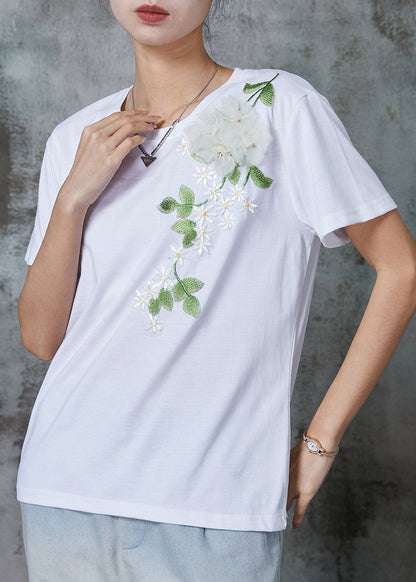 White Embroideried Cotton Top Summer