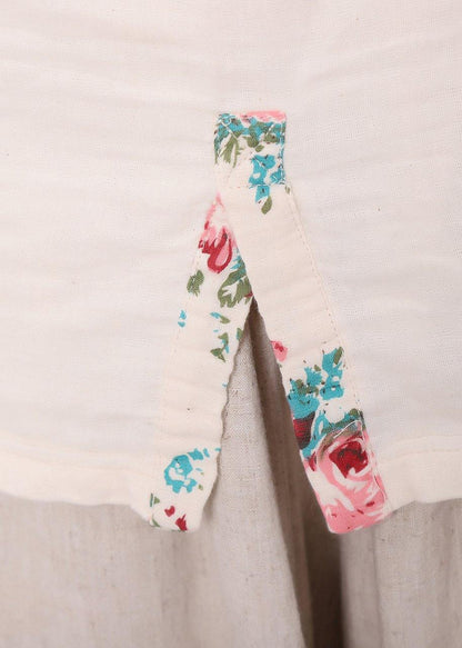 Beautiful White Print Linen Spring Top