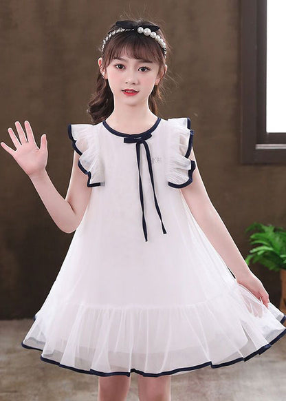 White Puff Sleeve Tulle Baby Dress Summer