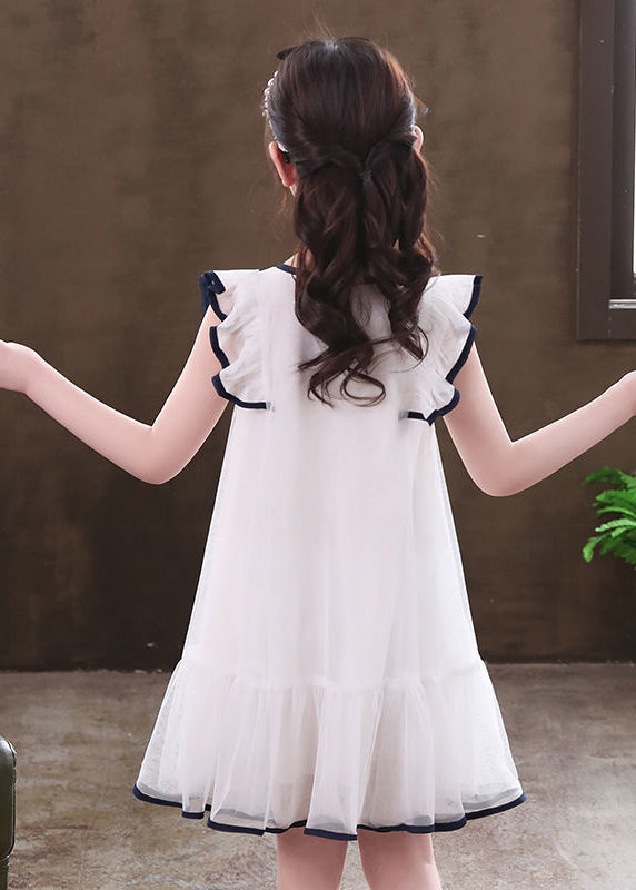 White Puff Sleeve Tulle Baby Dress Summer