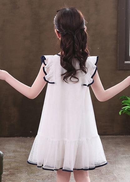 White Puff Sleeve Tulle Baby Dress Summer