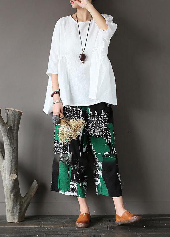 White U Neck Linen Top Summer
