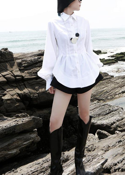 Beautiful White traveling fashion Cotton Blouse Tops Spring