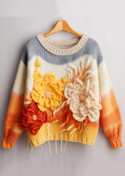 Yellow Cozy Cotton Knit Top Long Sleeve