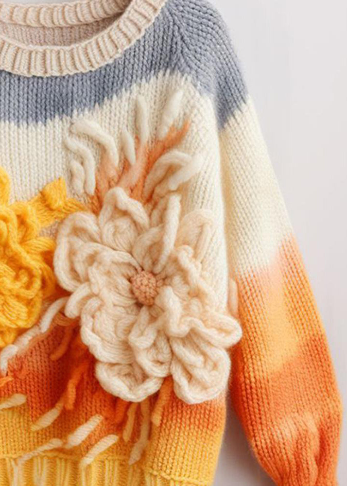 Yellow Cozy Cotton Knit Top Long Sleeve