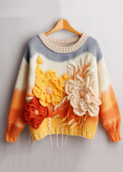 Yellow Cozy Cotton Knit Top Long Sleeve