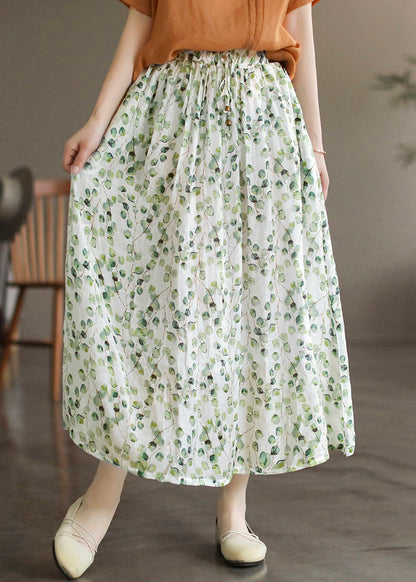Yellow Print Elastic Waist Maxi Skirt
