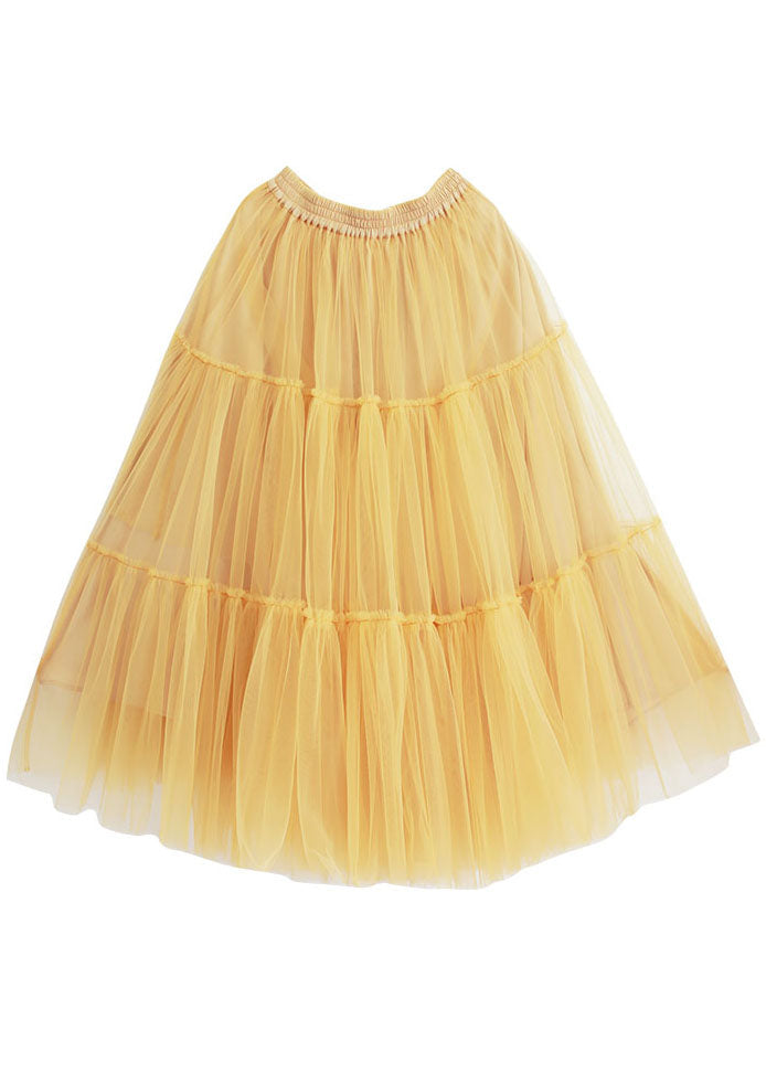 Yellow Ruffled Patchwork Tulle Skirts Spring