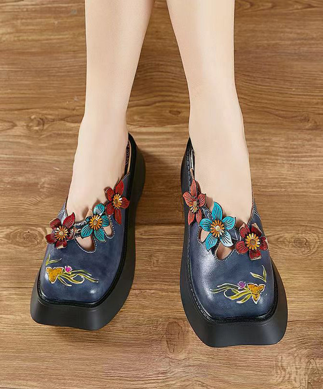 Yellow Splicing Hollow Out Flower Chunky Slide Sandals
