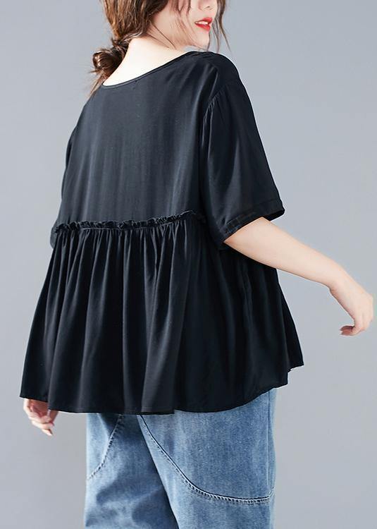 Black Blouse V Neck Cinched Dresses Blouse