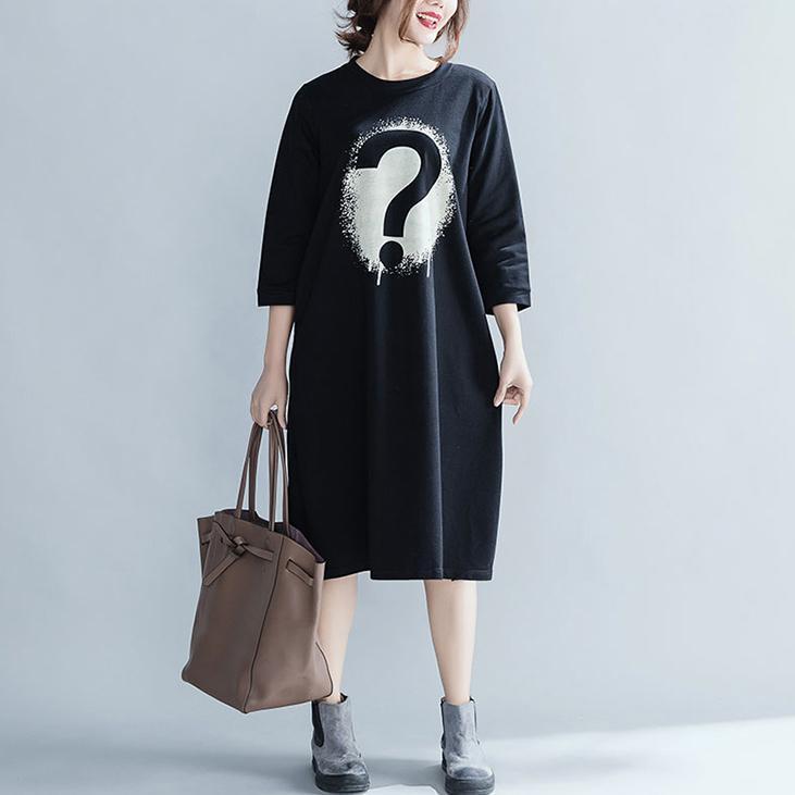 Black Cotton Tunics for Photography Pockets Art Dress