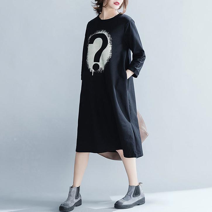 Black Cotton Tunics for Photography Pockets Art Dress