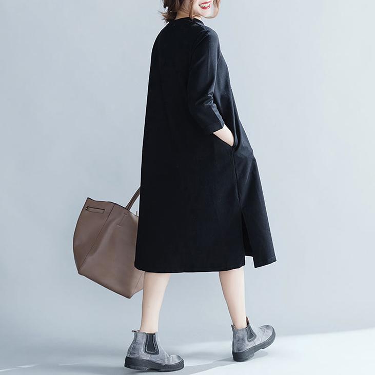 Black Cotton Tunics for Photography Pockets Art Dress
