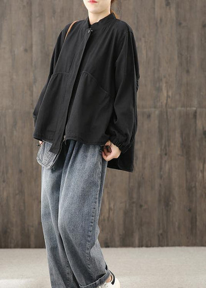 Black Clothes for Zippered Pockets Daily Tops