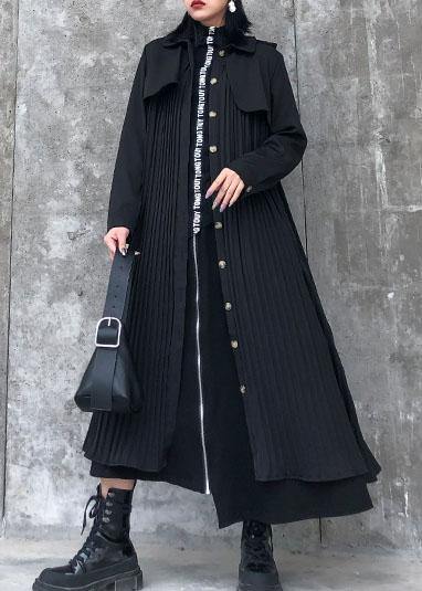 Black Cotton Quilting Clothes Lapel Cinched Maxi Dresses