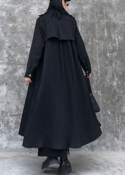 Black Cotton Quilting Clothes Lapel Cinched Maxi Dresses