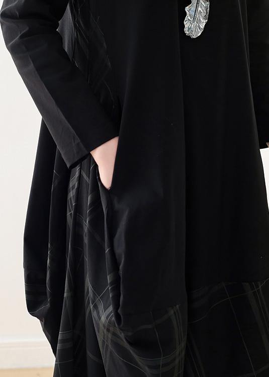 Black Cotton Quilting Dresses O Neck Patchwork Maxi Dress