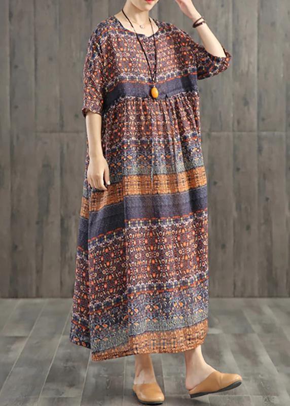 Blended Wardrobes Drops Design Retro Print Washed Comfortable Loose Dress