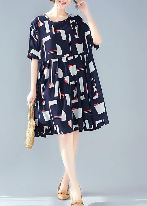 Blue Cotton Outfit Prints Dresses Summer Dresses