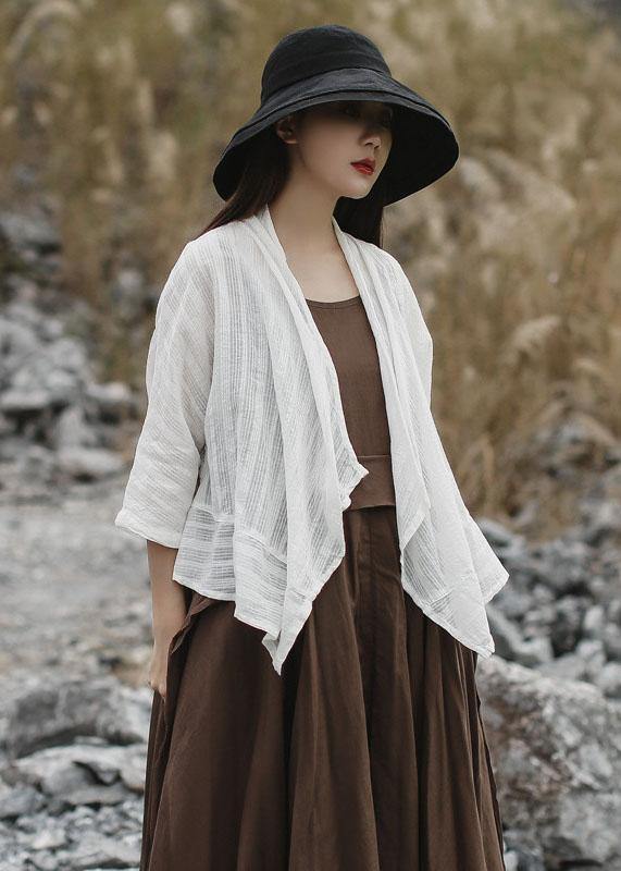 Bracelet Sleeved Cotton Clothes Shirts White Shirt Summer