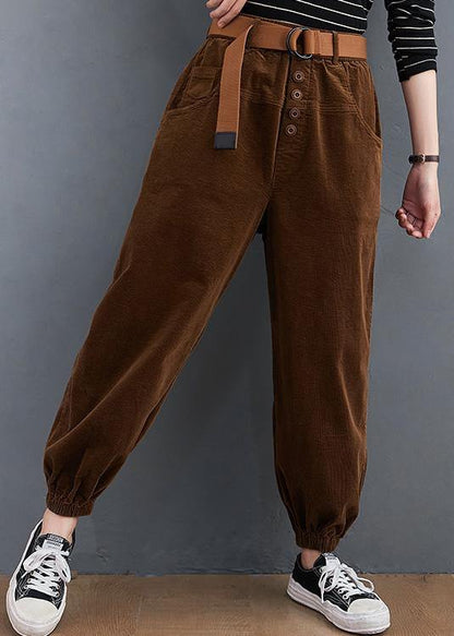 Pants Unique Chocolate Sewing Pockets Thick Pants