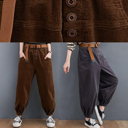 Pants Unique Chocolate Sewing Pockets Thick Pants