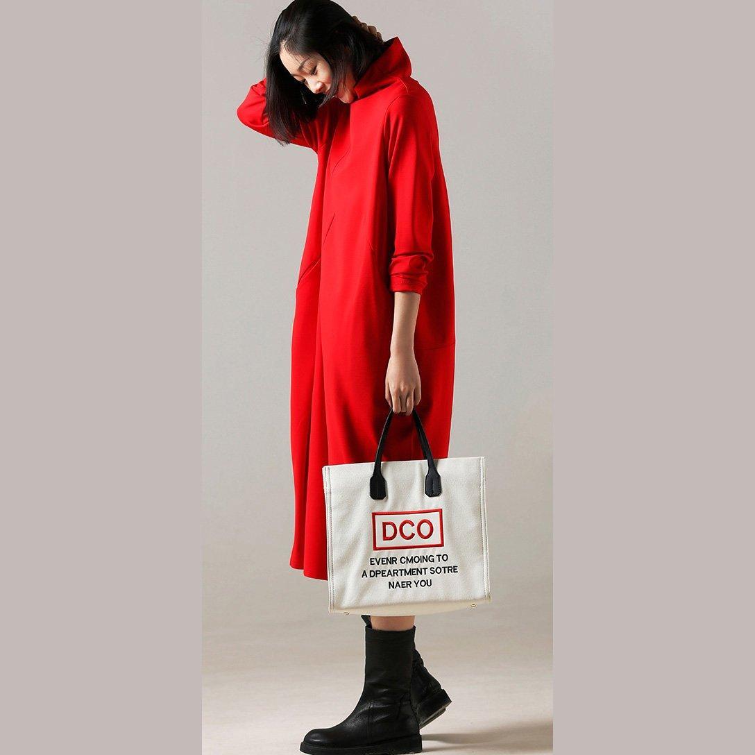 Cotton Dress High Neck Inspiration Red Long Dress Front Open