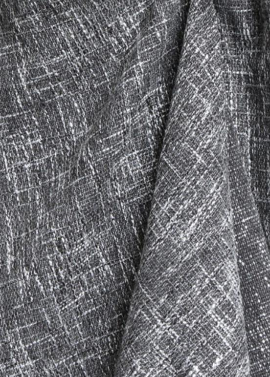 Gray Plaid Linen Clothes High Neck Asymmetric Traveling Dresses