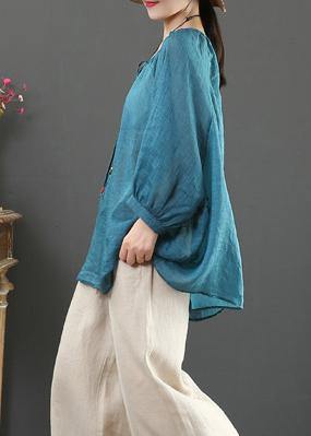 Green Linen Clothes for O Neck Half Sleeve Oversized Summer Shirt