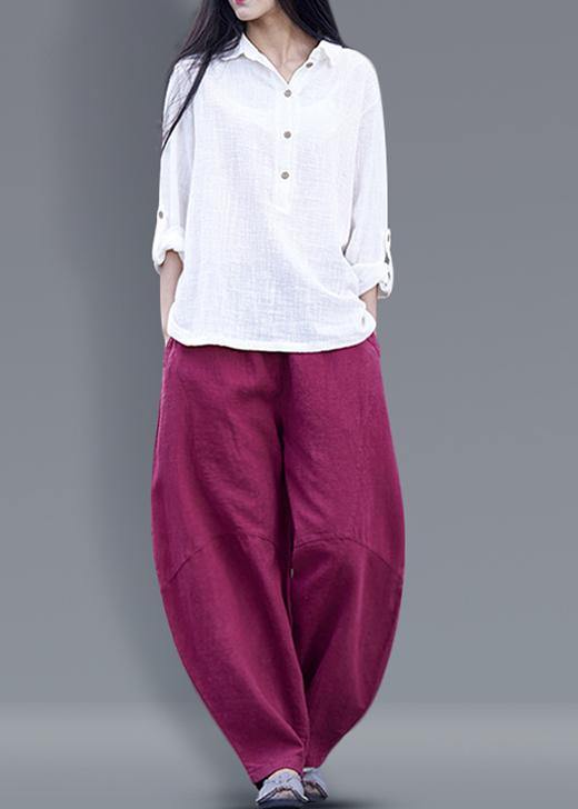 Harem Pants Cotton Work Outfits White Long Pants