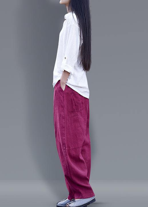 Harem Pants Cotton Work Outfits Blue Long Pants