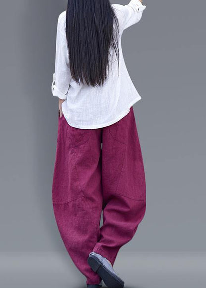 Harem Pants Cotton Work Outfits Red Long Pants