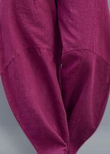 Harem Pants Cotton Work Outfits Burgundy Long Pants