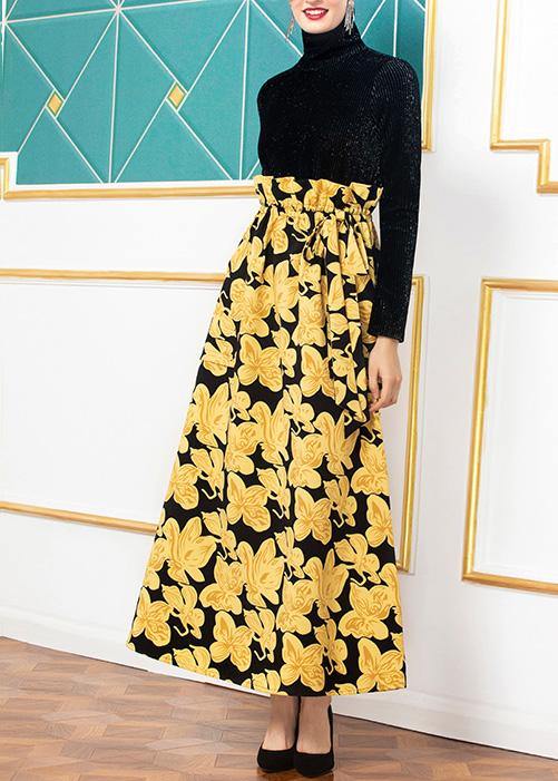 High Neck Cotton Winter Tunics for Inspiration Black Patchwork Cotton Dress