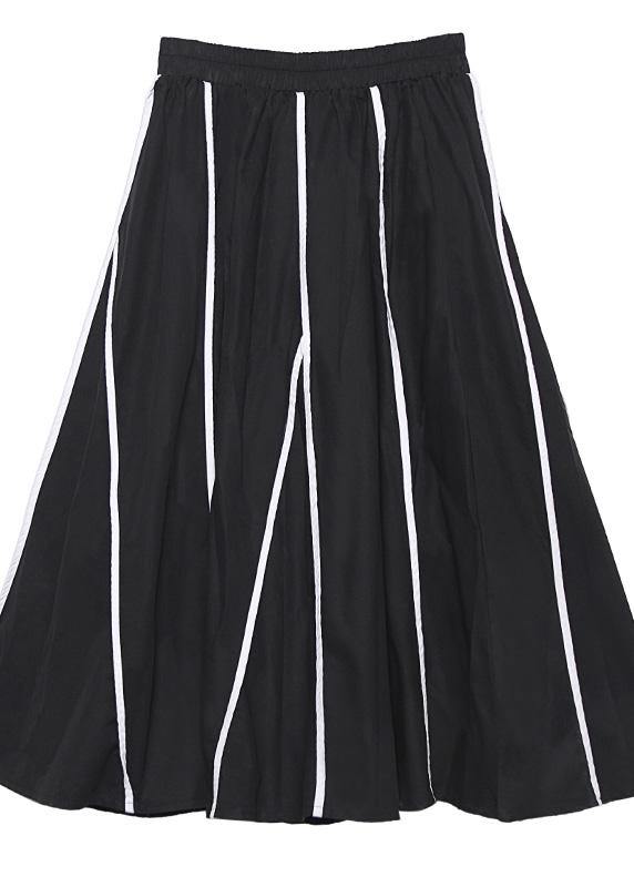 High Waist Cotton Asymmetric Striped Long Shirts Design Black Long Dresses