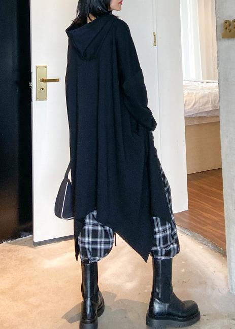 Hooded Asymmetric Clothes for Ideas Black Shirt